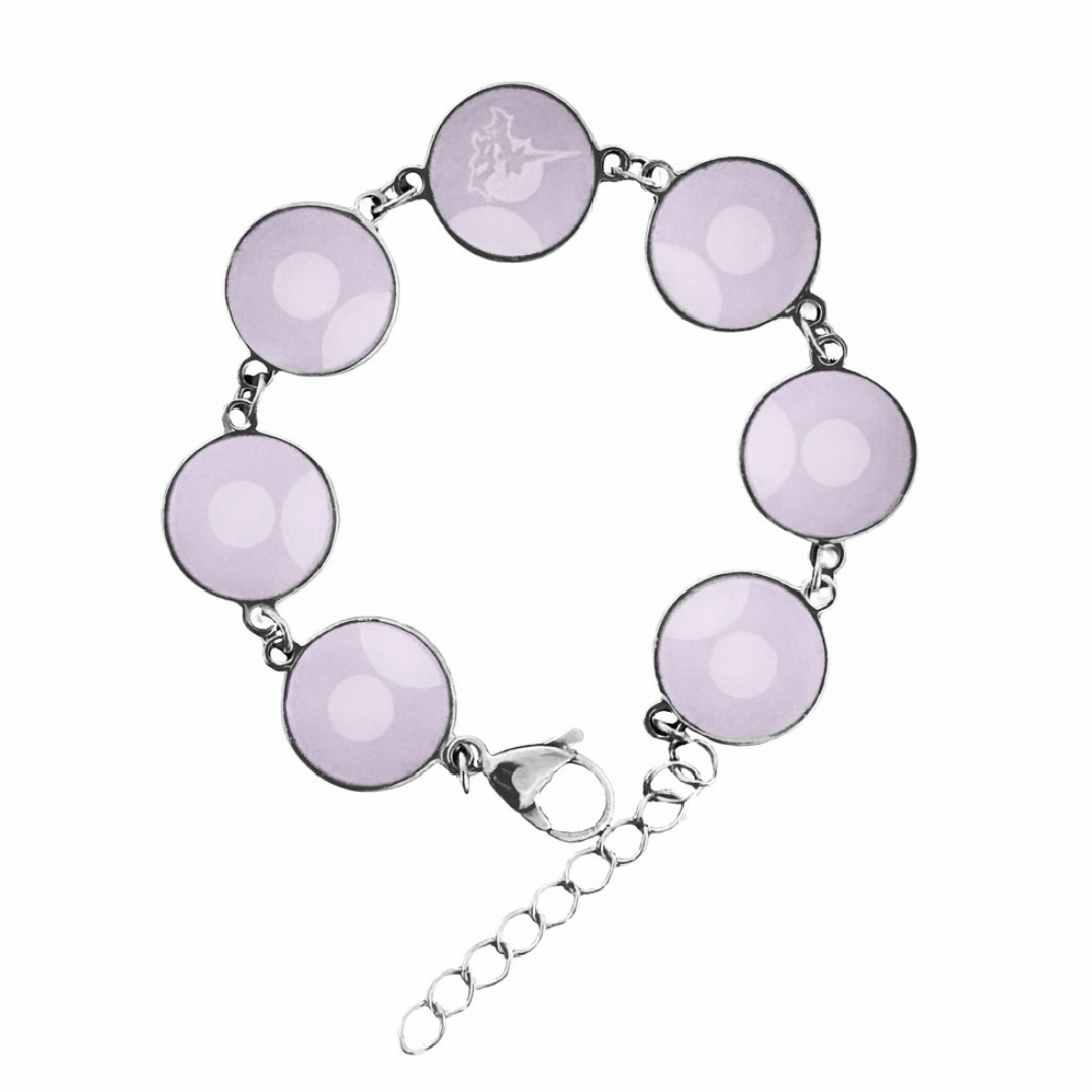 Bracelet with purple round stones on a white background