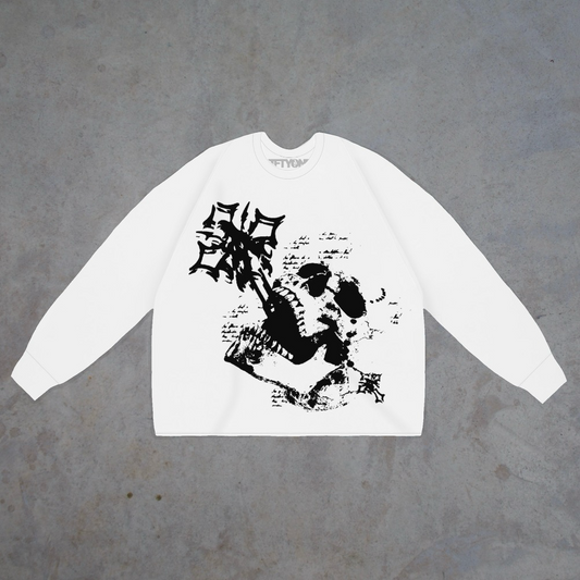 Skeletons Long Sleeve Tee - White