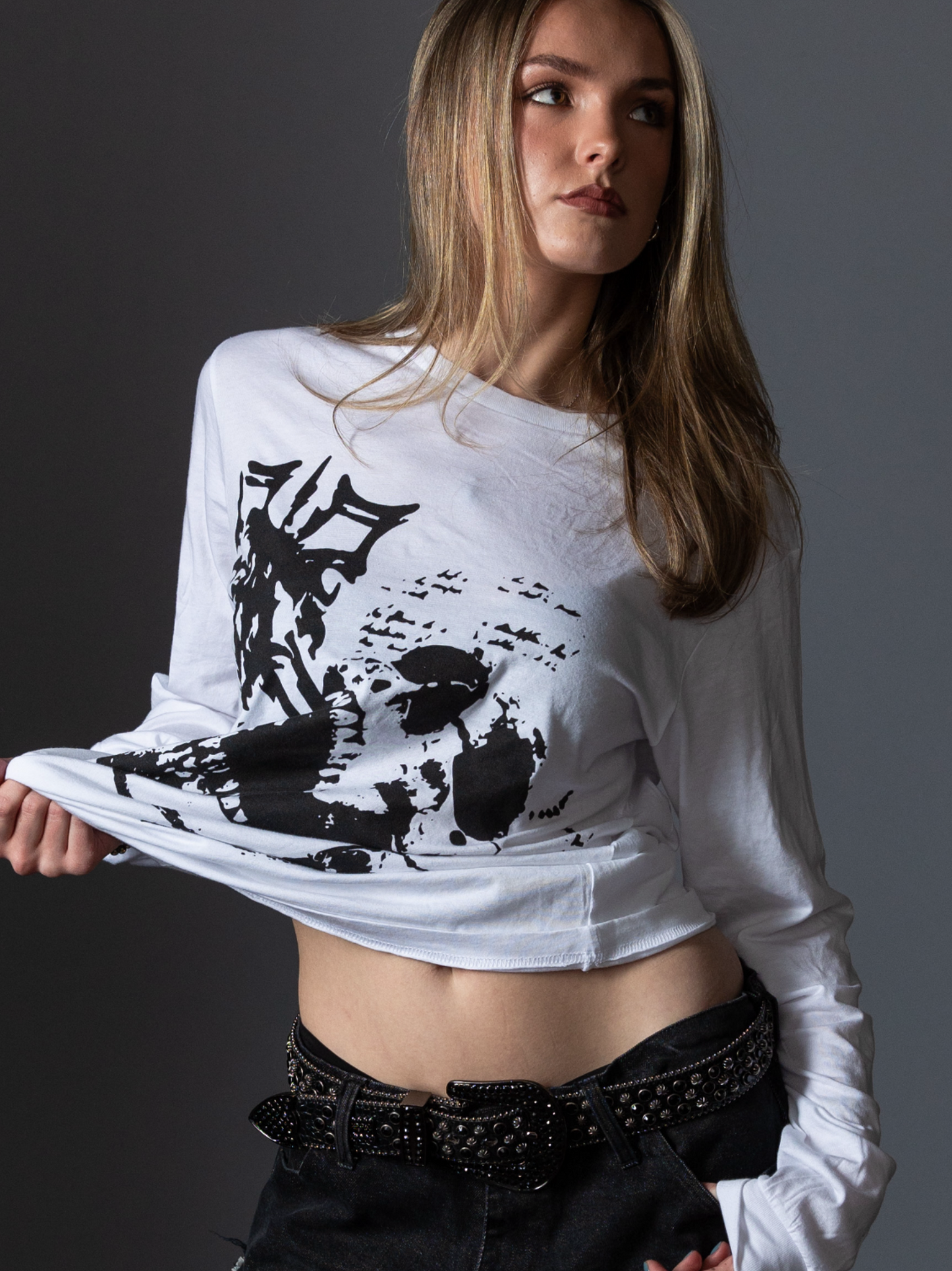 Skeletons Long Sleeve Tee - White