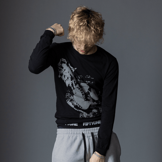 Skeletons Long Sleeve Tee - Black - FIFTYONEBRAND