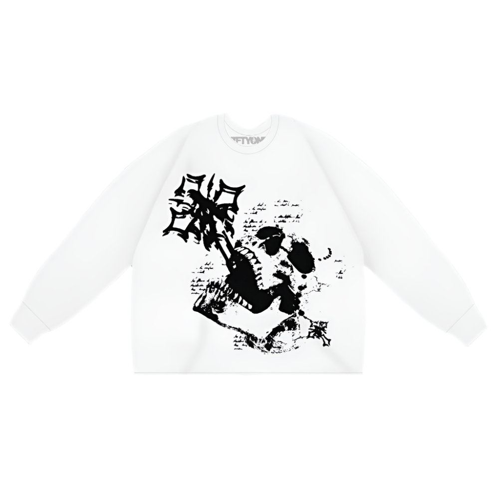 Skeletons Long Sleeve Tee - White - FIFTYONEBRAND