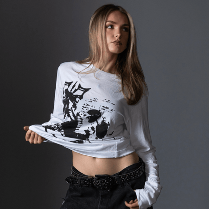 Skeletons Long Sleeve Tee - White - FIFTYONEBRAND