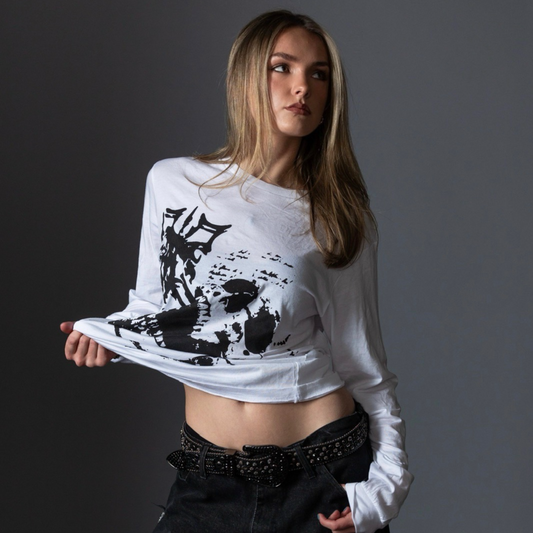 Skeletons Long Sleeve Tee - White